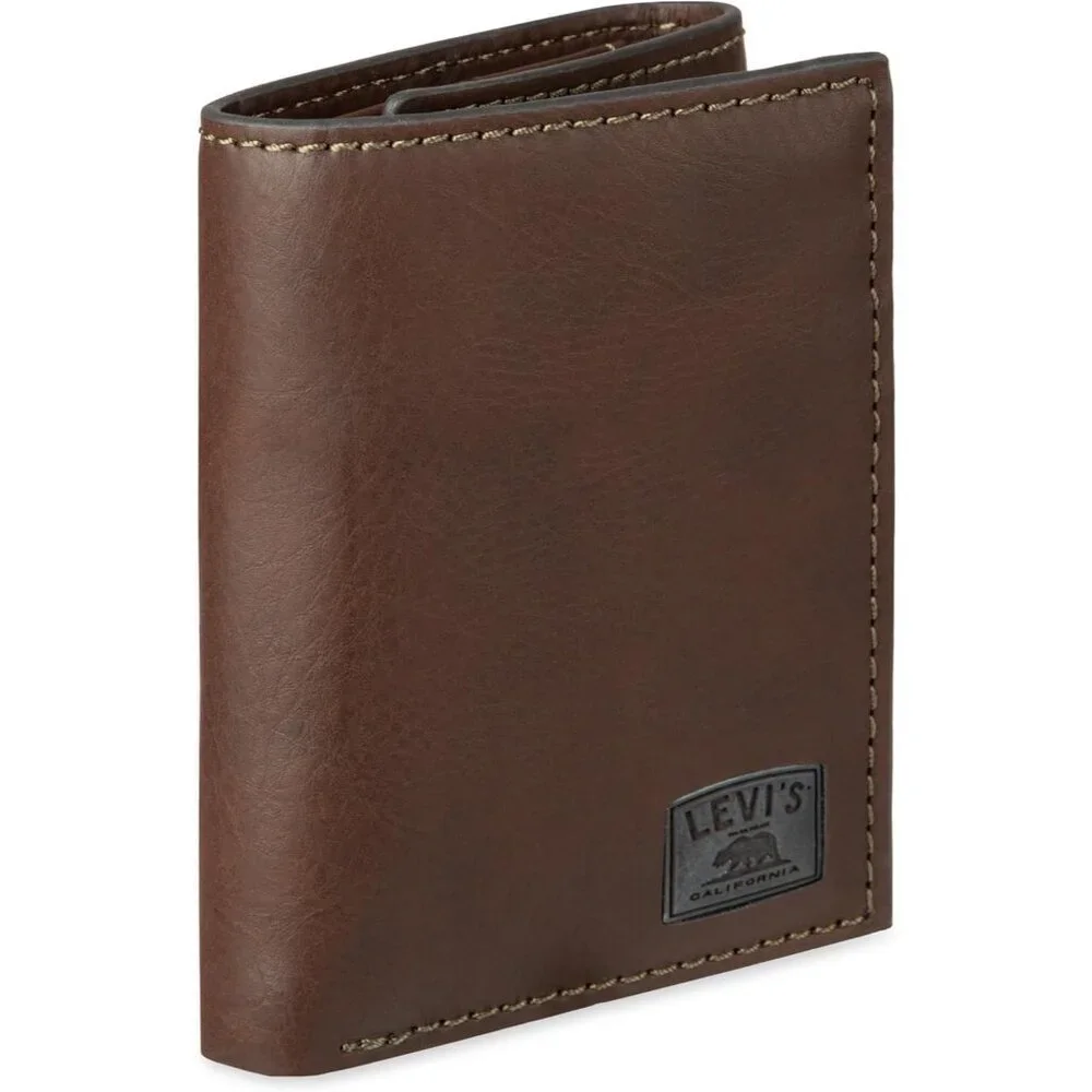 Men's Brown Stitch Wallet Style Includes Window Credit Card Holder Designed